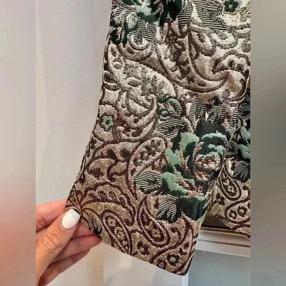 Vintage Neiman Marcus Gold Metallic Shimmer Rose 80’s Rock Glam Blazer Size 8 M - Picture 12 of 16